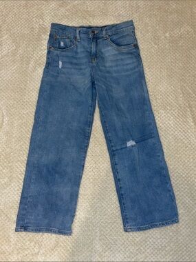 Levi's Light Denim Distressed Cropped Wide Leg Jeans 16 Regular